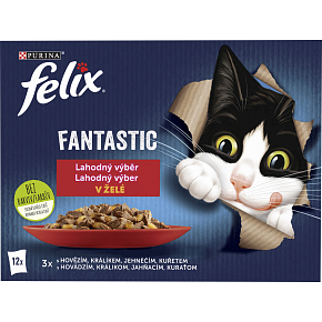 Felix Fantastic kapsičky pre mačky s kuracím, hovädzím, králikom a jahňacím, 12 × 85 g