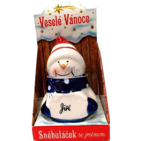 Nekupto Snehuliačik s menom Jiří Vianočné dekorácie rozmer 8 cm