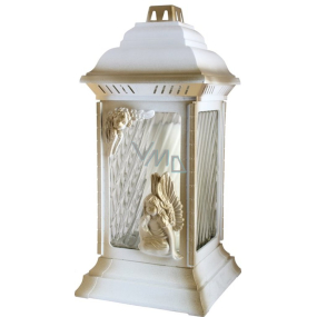 BISPOL Lampa sklenená Veľká biela s anjelom 36 cm 5 dní