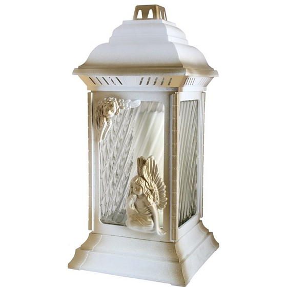 BISPOL Lampa sklenená Veľká biela s anjelom 36 cm 5 dní