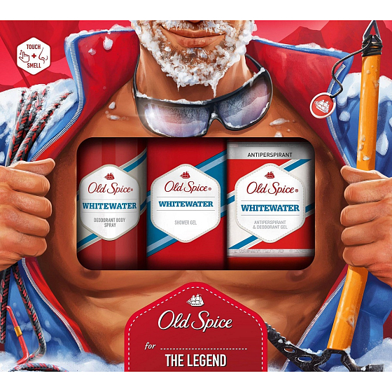 Old Spice White Water sprchový gél 250 ml + dezodorant sprej 150 ml + antiperspirant stick 70 ml, kozmetická sada pre mužov