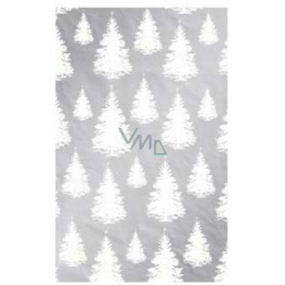 Ditipo Darčekový baliaci papier 70 x 200 cm Luxusný strieborný biele stromčeky rôzne veľkosti