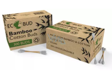 SK County Sales Bamboo Eco hygienické bambusové tyčinky s hlavičkou zo 100% čistej bavlny, hranatá krabička 300 kusov