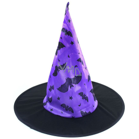 Rappa Halloween Klobúk Čarodejnica s netopiermi pre deti 36 cm