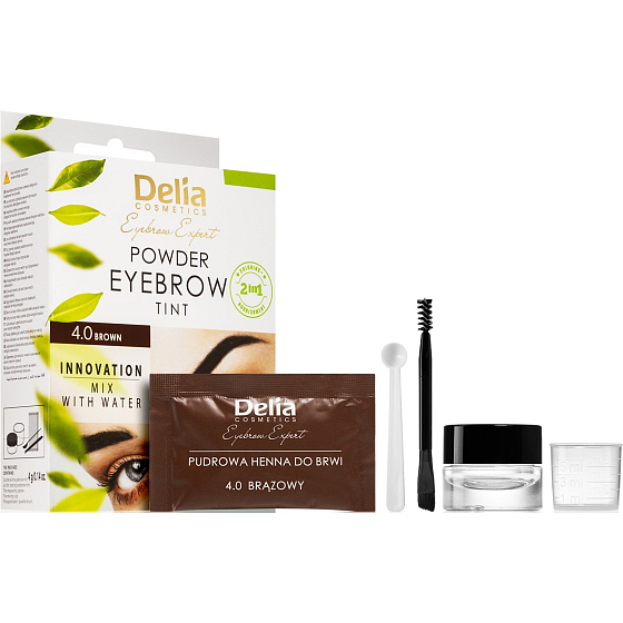 Delia Cosmetics Eyebrow Expert Henna powder farba na obočie 4.0 hnedá 4 g