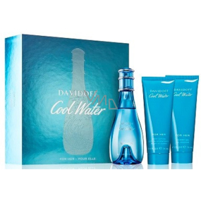 Davidoff Cool Water Woman toaletná voda 100 ml + sprchový gél 75 ml + telové mlieko 75 ml, darčeková sada pre ženy