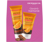 Dermacol Aroma Moment Belgian Chocolate - sprchový gél Belgian Chocolate 250 ml + telový peeling 150 ml, kozmetická sada pre ženy