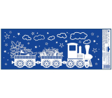 Okenná fólia Vianočný vlak so snehovým efektom Stromček a darčeky 60 x 22,5 cm
