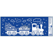 Okenná fólia Vianočný vlak so snehovým efektom Stromček a darčeky 60 x 22,5 cm