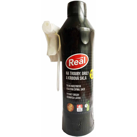 Real Na rúry, grily a krbové skla čistič na silnú mastnotu, usadenú špinu a sadze rozprašovač 550 g