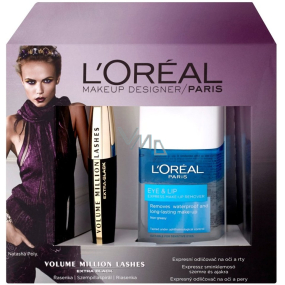 Loreal Paris Volume Million Lashes riasenka Extra Black 9 ml + Eye and Lip Make-up Remover Biphase odličovač 125 ml, kozmetická sada