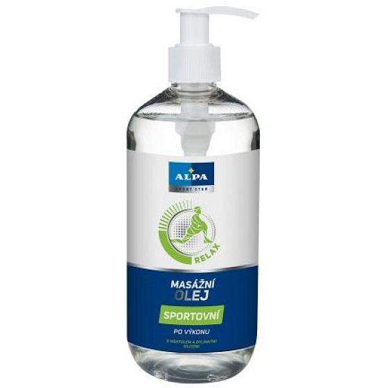 Alpa Sport Star Relax po výkone Športové masážny olej s mentolom a bylinnými silicami 500 ml