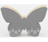 Nekupto Home Decor Drevená dekorácia motýlik sivý 12 x 8 cm