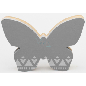 Nekupto Home Decor Drevená dekorácia motýlik sivý 12 x 8 cm