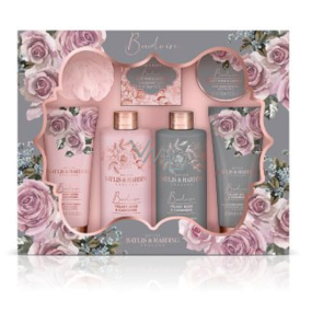 Baylis & Harding Zamatová ruže a Kašmír sprchový krém 300 ml + kúpeľové mlieko 300 ml + umývací gél 130 ml + mlieko na ruky a telo 130 ml + toaletné mydlo 100 g + soľ do kúpeľa 100 g + žinka, kozmetická sada