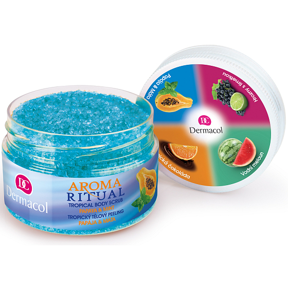 Dermacol Aroma Ritual Papája a mäta tropický telový peeling 200 g