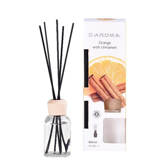 D-Aroma- Orange with Cinnamon - Pomaranč a škorica aróma difuzér s tyčinkami pre postupné uvoľňovanie vône 100 ml
