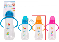 First Steps Feeding Bottle 0+ dojčenská fľaša číra s úchopmi Zoo oranžová 250 ml