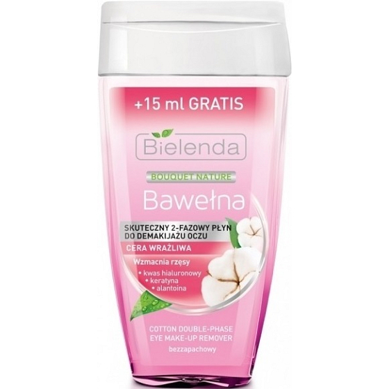 Bielenda Bouquet Nature Cotton dvojfázový odličovač očí s bavlnou 140 ml
