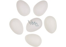 Plastové vajíčka na zdobenie bez šnúrky biele 8 cm 6 kusov vo vrecku