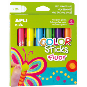 Apli Color Sticks neónové suché temperové farby 6 x 6 g, sada