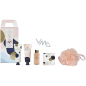 Grace Cole Orange & Ylang Ylang telový krém 50 ml + krém na ruky a nechty 50 ml + sprchový gél 50 ml + perly do kúpeľa 80 g + hubka do kúpeľa, kozmetická sada pre ženy