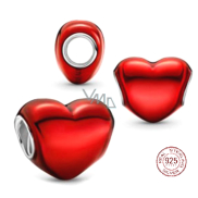 Šarm strieborný 925 kovový červený srdcový náramok láska