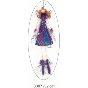 Anjel s perličkami fialový na zavesenie 32cm
