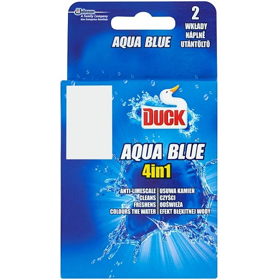 Duck Aqua Blue Efekt modrej vody 4v1 Wc závesný čistič náhradná náplň 2 x 40 g