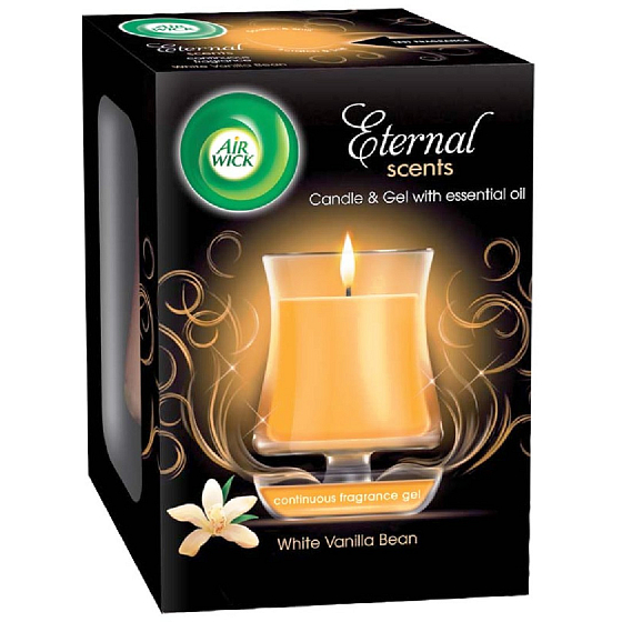 Air Wick Eternal Scents Vanilková vôňa Vianoc vonná sviečka v skle 130 g