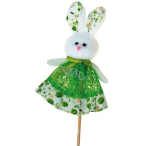 Zajačik z látky zelená sukienka zápich 10 cm + špajle