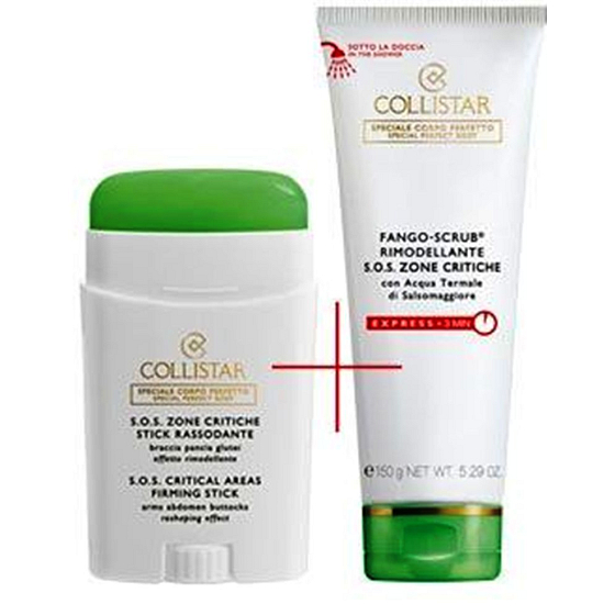Collistar SOS Critical Areas Firming Stick pre kritické zóny paže, brucho, zadok 75 ml + Reshaping Mud-Scrub SOS Critical Areas Bahenné peeling na SOS problematické partie 150 ml