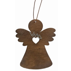 Anjel drevený tmavo hnedý na zavesenie 8 cm