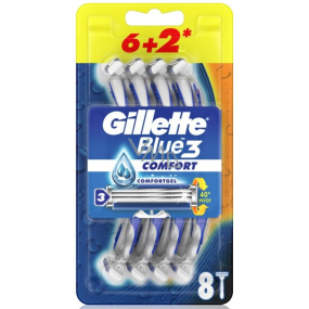 Gillette Blue 3 Comfort 3-čepeľový holiaci strojček pre mužov 8 kusov