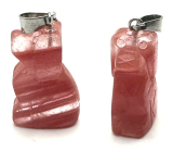 Krištáľový prívesok ružový pes prírodný kameň, ručne brúsená figúrka 1,8 x 2,5 x 8 mm, kamenné kamene