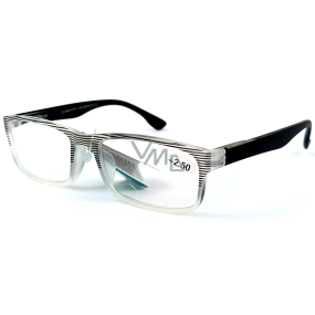 Berkeley dioptrické okuliare na čítanie +2,5 plastové transparentné čierne pruhy 1 kus MC2248