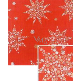 Nekupto Vianočný baliaci papier na darčeky 70 x 200 cm Červený, snehové hviezdy