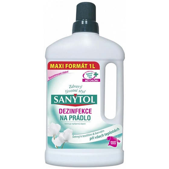 Sanytol Aloe Vera a kvety bavlny Dezinfekčný prostriedok na bielu a farebnú bielizeň a práčky 1 l