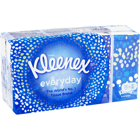 Kleenex 2vrstvové papierové vreckovky Everyday, 8× 9 ks