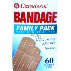 Carederm Bandage sterilné náplaste na drobné poranenia 60 kusov 3 veľkosti