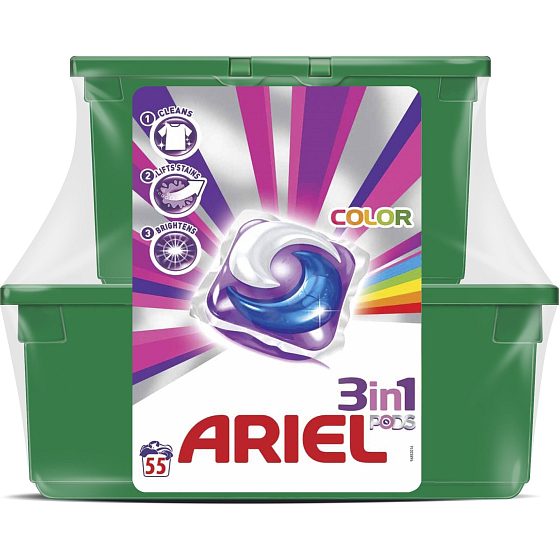 Ariel 3v1 Color gélové kapsule na farebnú bielizeň chráni a oživujú farby 55 dávok 23 kusov + 32 kusov