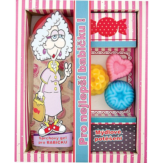 Bohemia Gifts Pre najlepšie babičku sprchový gél 300 ml + ručne vyrábané mydlo 3 kusy, kozmetická sada