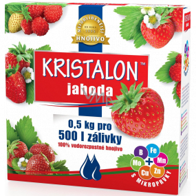 Agro Kristalon Jahoda vo vode rozpustné univerzálne hnojivo 0,5 kg pre 250 l zálievky