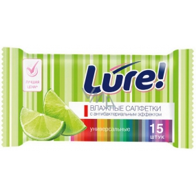 Lure Wet Wipes Antibakteriálne univerzálne vlhčené ubrousky15 kusov