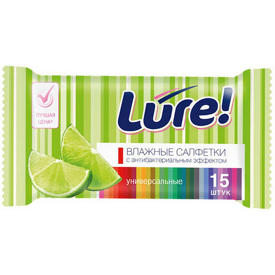 Lure Wet Wipes Antibakteriálne univerzálne vlhčené ubrousky15 kusov