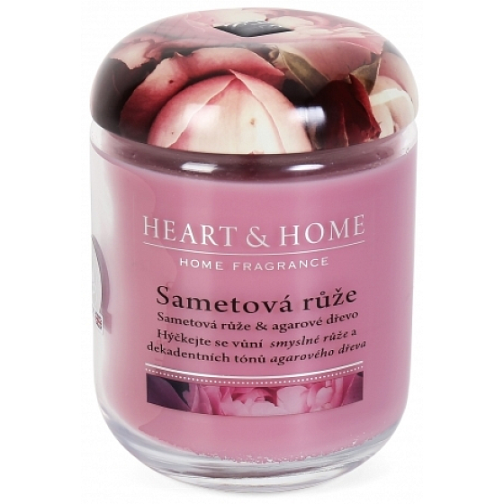 Heart & Home Zamatová ruža Sójová vonná sviečka stredná horí až 30 hodín 115 g