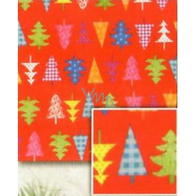 Nekupto Darčekový baliaci papier 70 x 200 cm Vianočné Červený farebné stromčeky 1 role BVC 2015