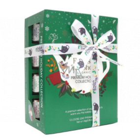 English Tea Shop Bio Zelená vianočné 12 kusov pyramídiek sypaného čaju, 4 príchute, 24 g darčeková sada