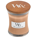 Woodwick Golden Milk - Zlaté mlieko vonná sviečka s dreveným knôtom a viečkom sklo malá 85 g