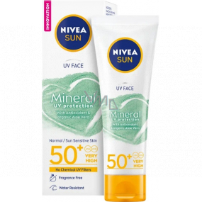 Nivea Sun Mineral UV Protection OF 50+ pleťový krém na opaľovanie s minerálnymi filtrami 50 ml